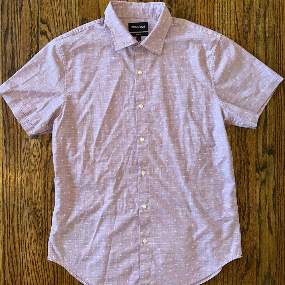Bonobos Purple Athletic Fit Short Sleeve Men’s Button Down Shirt Large L
